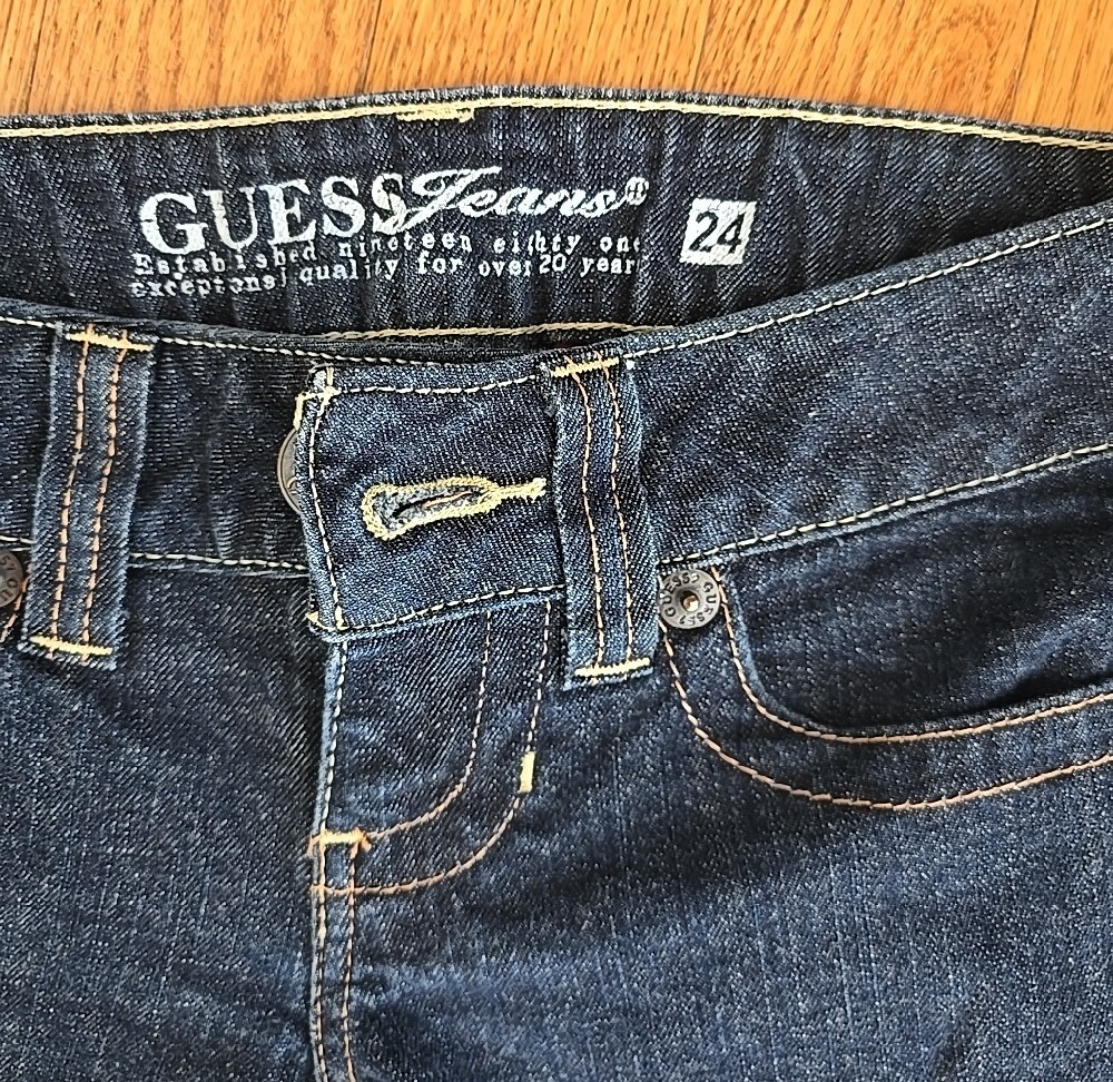 GUESS Dark Blue Ultra Low Rise Bootcut Jeans - Picture 3 of 4